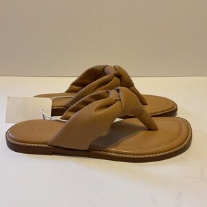 J. Crew Vegan Knotted Puffy Flip Flop Thong Sandals Caramel Women’s Size 5 NWT